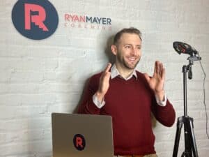 Ryan Mayer ADHD Coach talking in front of a microphone and camera.